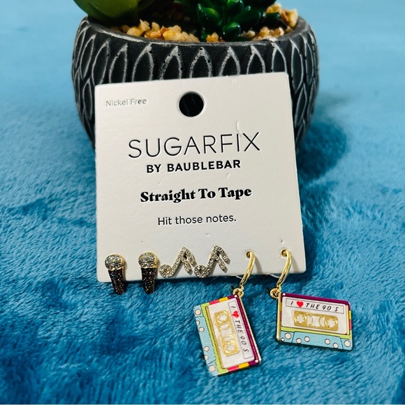 SUGARFIX by Baublebar ‘STRAIGHT TO TAPE’ Hit The High Notes 3pr Pierced Earrings - Picture 2 of 3